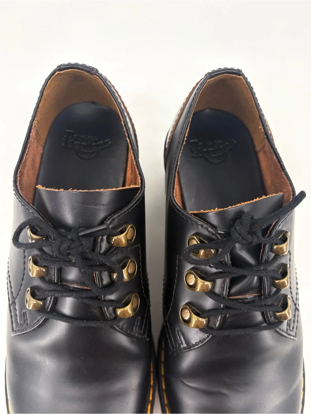 Dr. Martens Leona Lo Black Leather Platform Heeled Oxford Shoes 9
